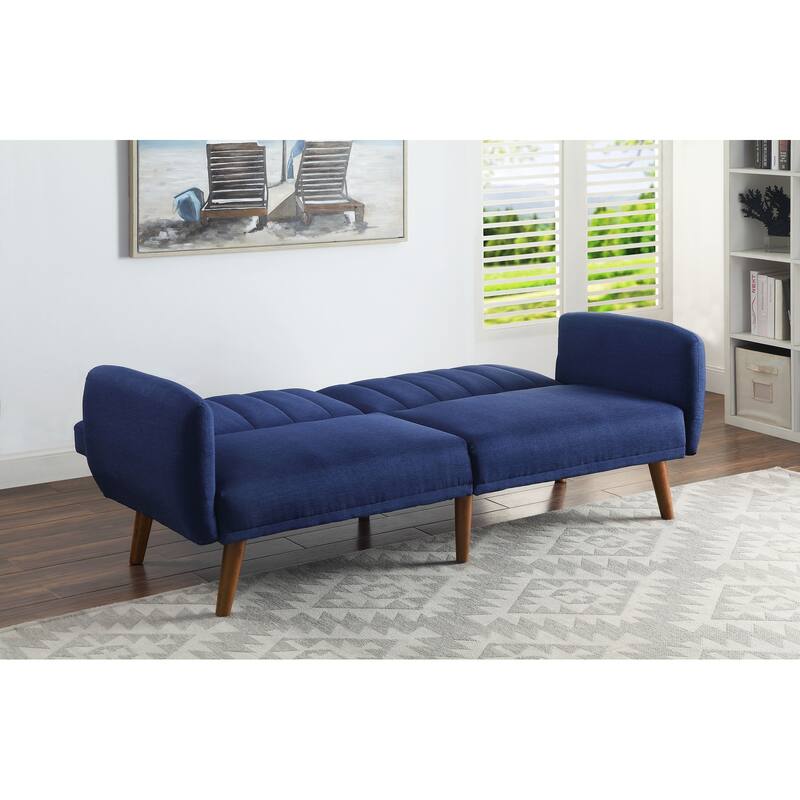 ACME Bernstein Adjustable Sofa in Blue and Walnut