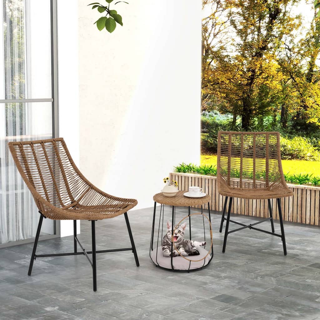 Costway 3 PCS Outdoor Furniture Set with Pet House & Heavy Duty Metal - See Details