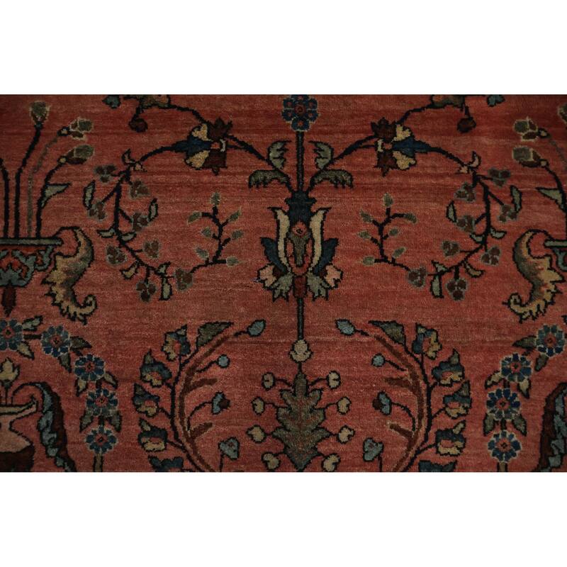Hand Knotted Oriental 100% Wool Carpet Traditional Floral Oranges & Rust Sarouk Area Rug - 6' 5'' X 4' 1''