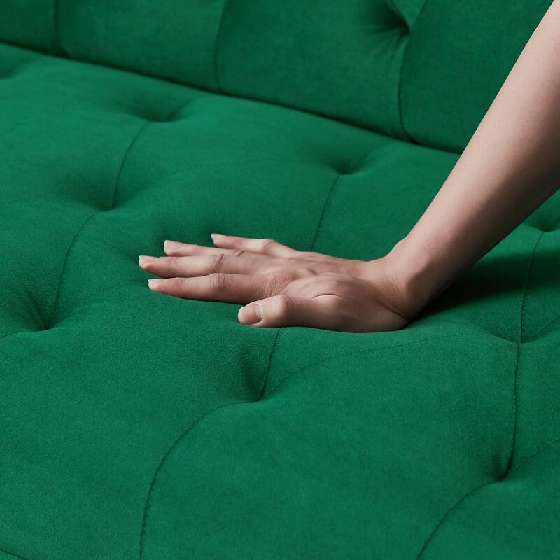 Velvet Sofa Bed with Metal Legs & 2 Pillows