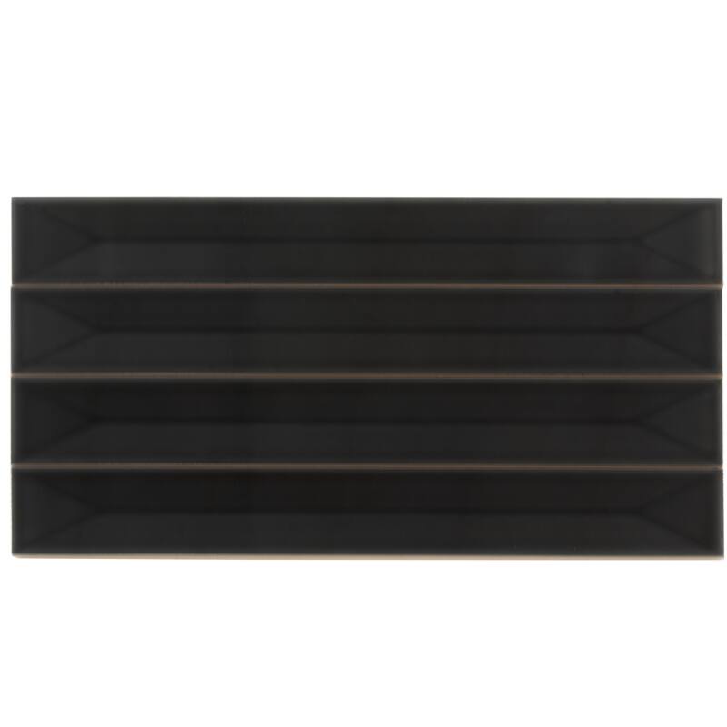 Apollo tile 2" x 16" Horizonte Glossy Jet Black Ceramic Tile (10.76 sq ft/case) - 50 Pack