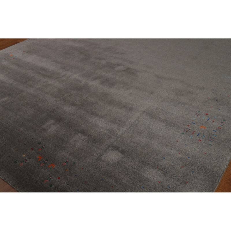 Handmade Gray Gabbeh Indian Area Rug 9x12 - 9' x 12'