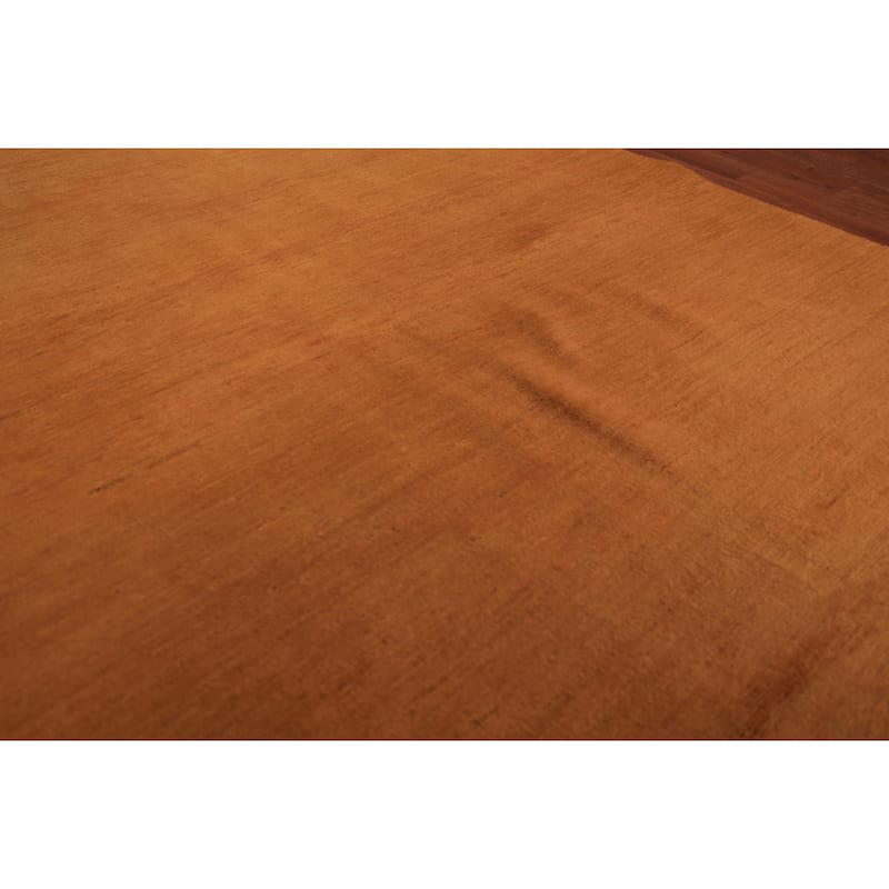 Solid Orange Gabbeh Oriental Area Rug Handmade Wool Carpet - 4'10" x 6'9"