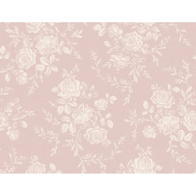 Seabrook Designs Jeannine Muted Rose Bouquet Unpasted Wallpaper