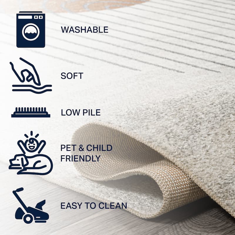 JONATHAN Y Hiero Geometric Modern Low-Pile Machine-Washable Cream/Terra Area Rug