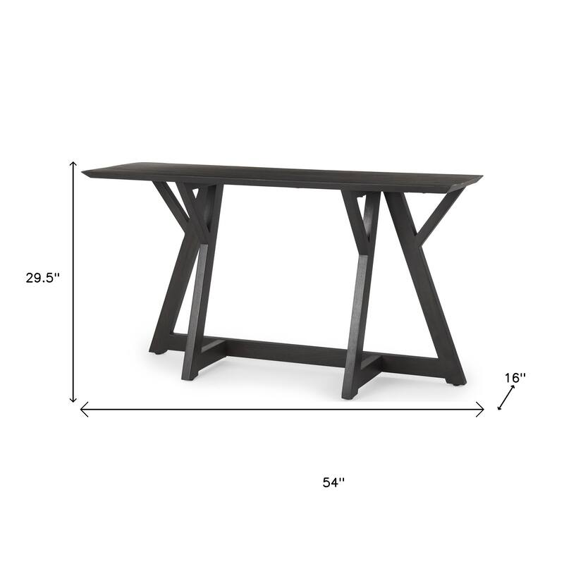 HomeRoots 54" Brown Solid Wood Trestle Console Table - 54' X '29.5' X '16