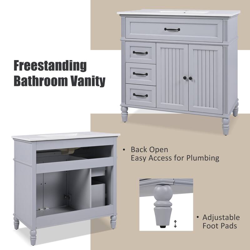 36" Bathroom Vanity with Soft-Close Doors and Soft-Close Drawers