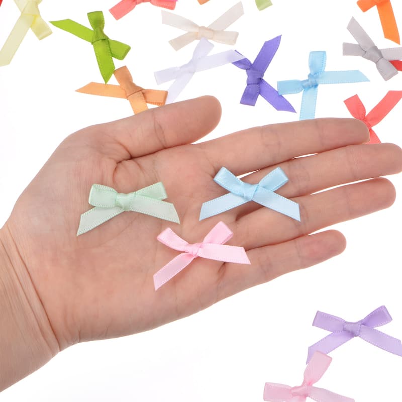 100-Pack Mini Craft Ribbon Bow,1x1.6 Inch for Craft DIY Multicolored