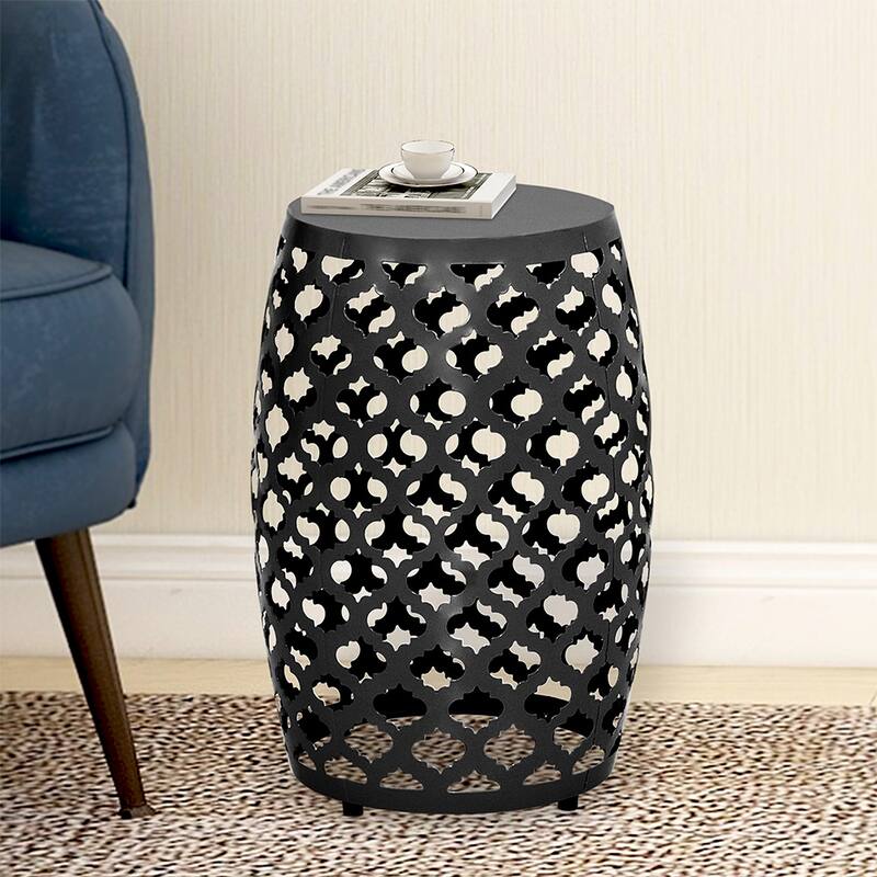 Maypex 17.75Inch H Geometric Cut Iron Side Table