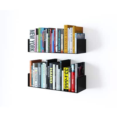 Wallniture Bali U Shape Floating Shelves Metal Bookshelf Wall Hanging Shelf (Set of 2)