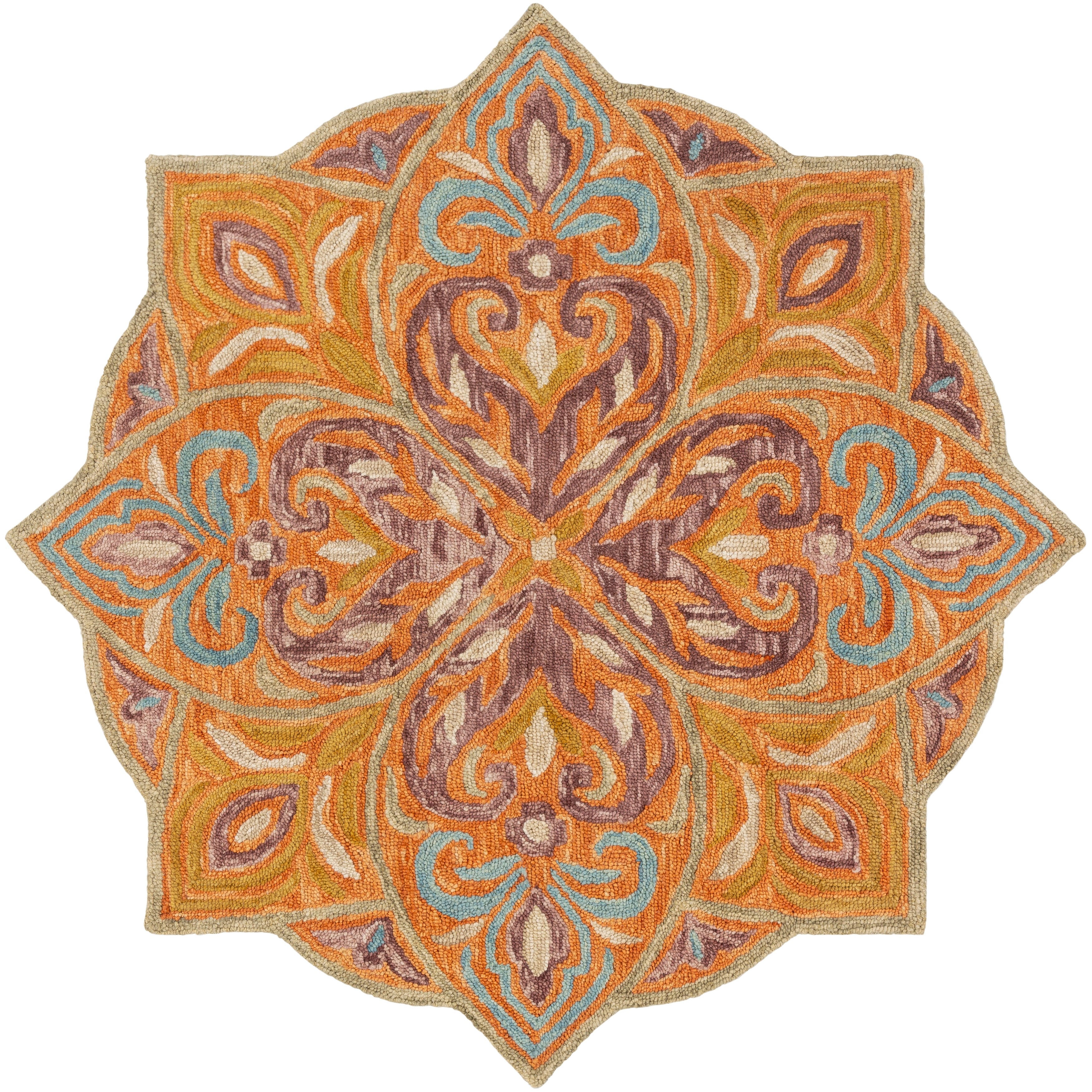Shop Floriane Boho Flower Round Wool Area Rug On Sale Overstock 26637004