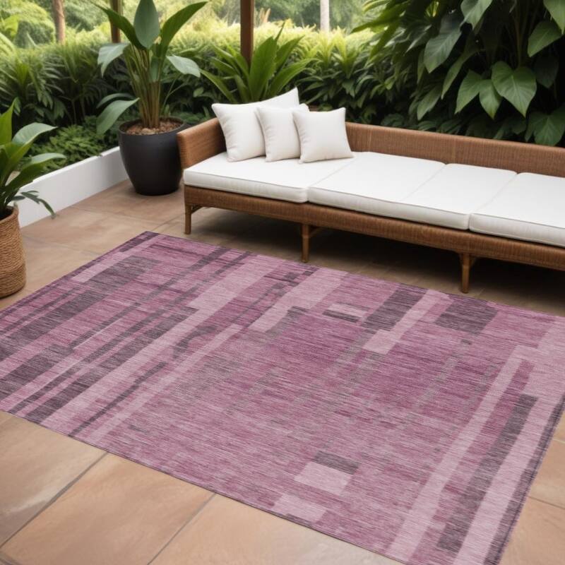 HomeRoots Striped Transitional Rectangle Outdoor Rug - 9' X 12'