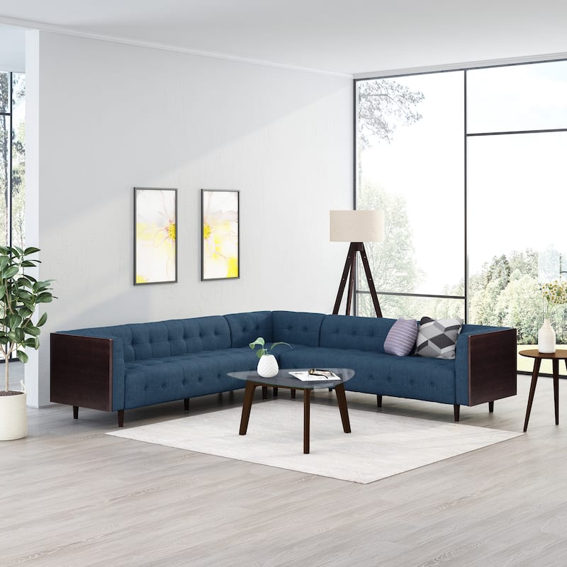 Clermont Mid-century Tufted Sectional Sofa by Christopher Knight Home - 114.00" L x 114.00" W x 30.75" H