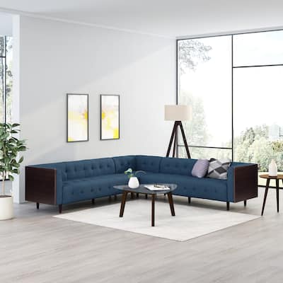 Clermont Mid-century Tufted Sectional Sofa by Christopher Knight Home - 114.00" L x 114.00" W x 30.75" H