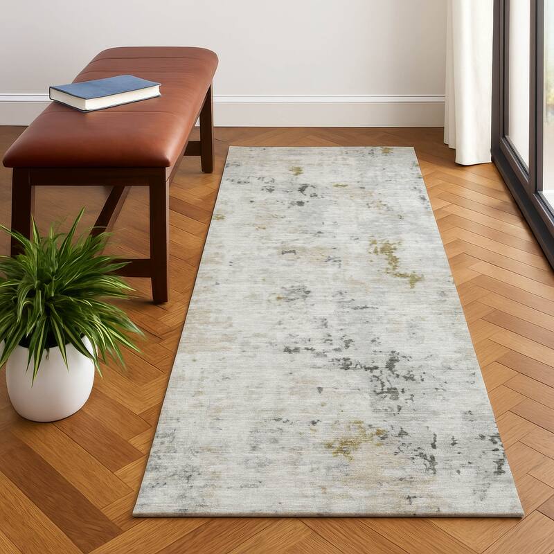 Premium Washable Super Soft Abstract Vintage Mayfield Rug - Linen - 2'3" x 7'6"
