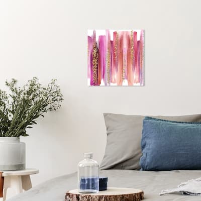Wynwood Studio Canvas Abstract Inspiring Pink Swatches Pink and Metallic Gold Glam Wall Art Canvas Print