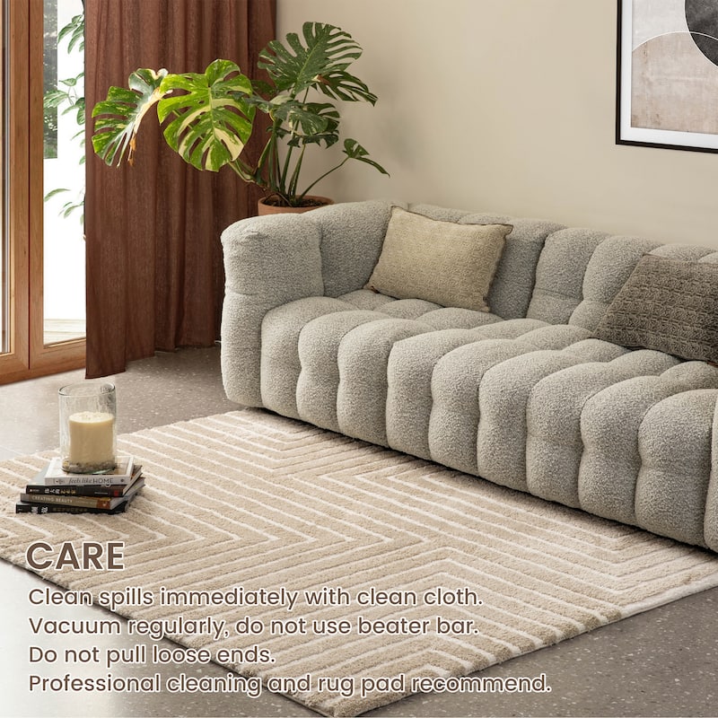 Glitzhome Modern Geometric Abstract Pattern High-Low Shag Area Rugs