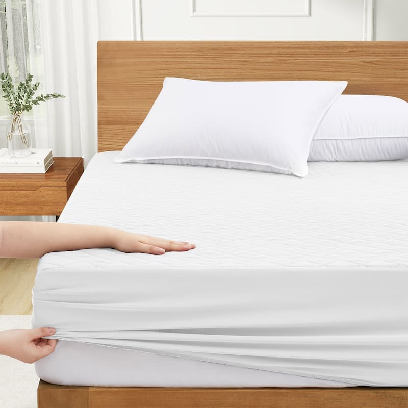 Quilted Waterproof Fitted Elastic Mattress Protector 12" Pocket Stretches up to 18"