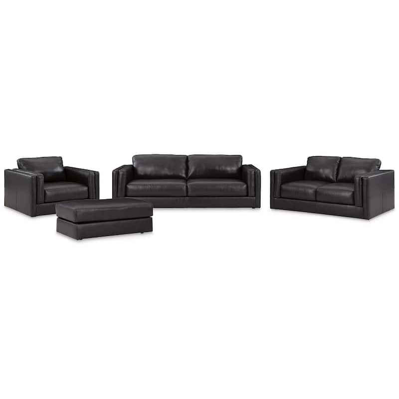 Signature Design by Ashley Amiata Black 4-Piece Upholstery Package - 96"W x 41"D x 35"H