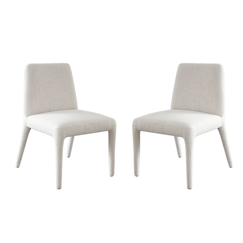 Hena Dining Side Chair Set of 2, Light Oat Polyester Upholstered Frame