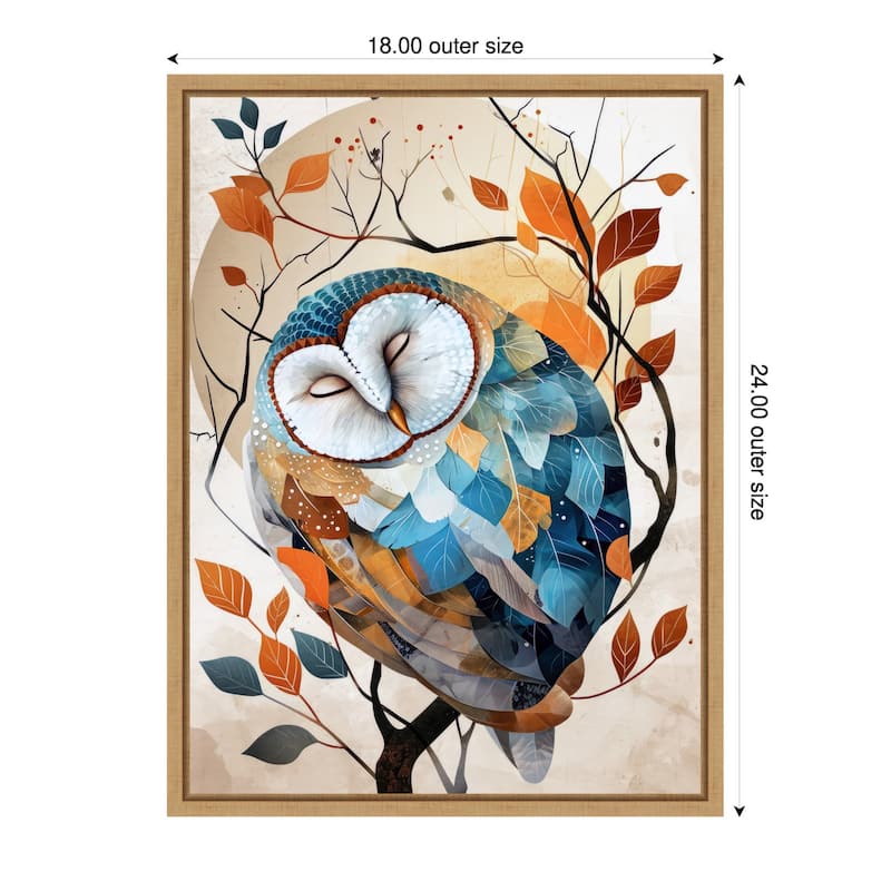 Owl Watercolor Animal Art by Justyna Jaszke Framed Canvas Wall Art - 18 x 24 in