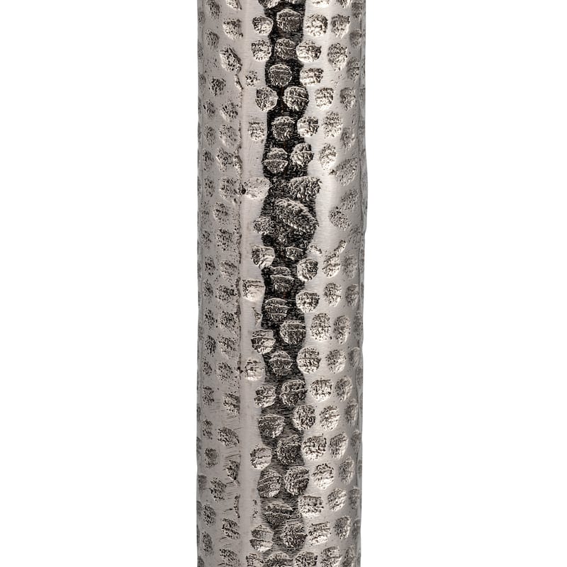 Metal Top Round End Table with Flat Base - Silver, 25"