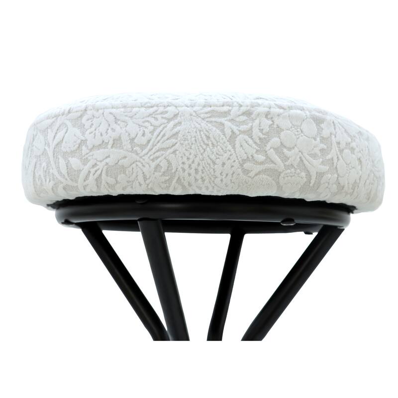 29'' Floral Print Counter Height Bar Stool with Footrest Set of 2 Upholstered Round Bar stools for Kitchen & Dining Room