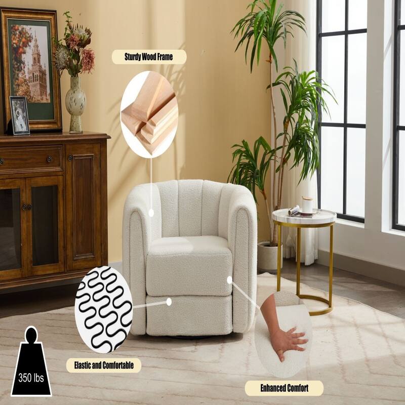 Swivel Accent Barrel Chair, Modern Round Armchairs with Upholstered, Comfy Swivel Accent Chair