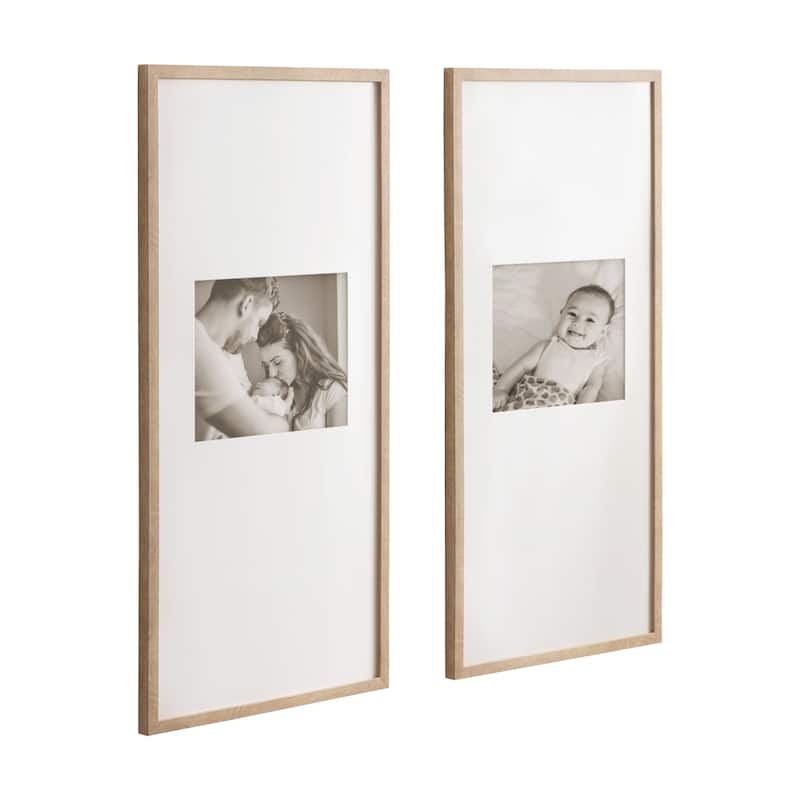 Kate and Laurel Gallery Photo Frame Set - 14x30 matted to 8x10 - Natural