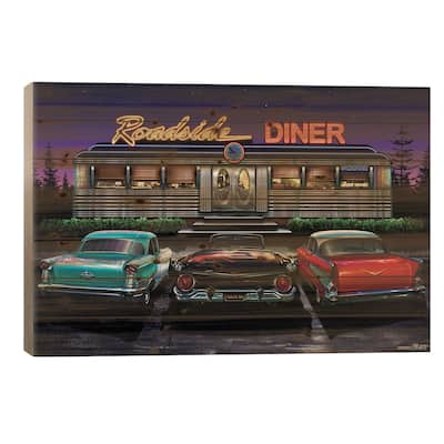Roadside Diner I Print On Wood by Helen Flint - Multi-Color