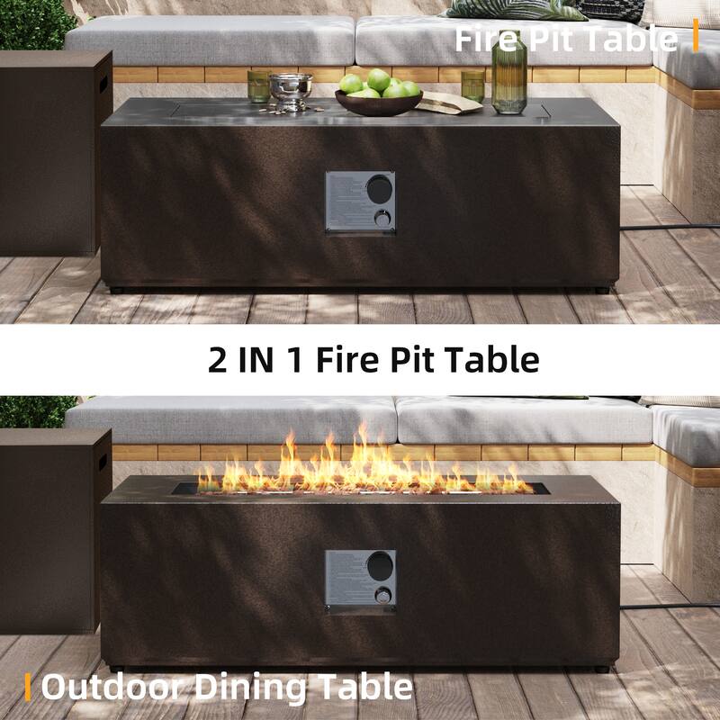 Patio Watcher Outdoor 42in. Iron Fire Pit Table with Propane Tank Cover