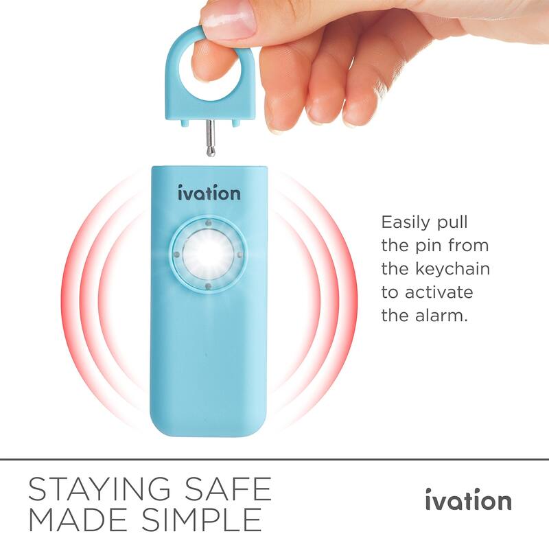 Ivation Personal SOS Keychain Alarm, 125 dB Rechargeable Personal Alarm W/LED Strobe Light