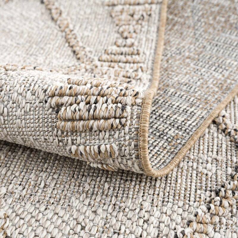 Hauteloom Butch Living Room, Bedroom Patio Outdoor Area Rug - Farmhouse - Taupe,Beige - 2' x 3'