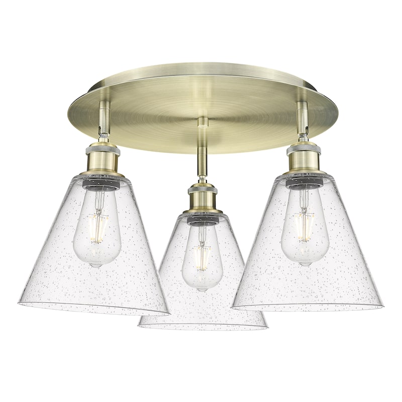 Innovations Lighting Berkshire - 3 Light 20" Flush Mount - Antique Brass/Seedy