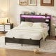 preview thumbnail 3 of 75, Bed Frame with Charging Station and RGB LED Lights, Sturdy Platform Bed with Storage Headboard,
