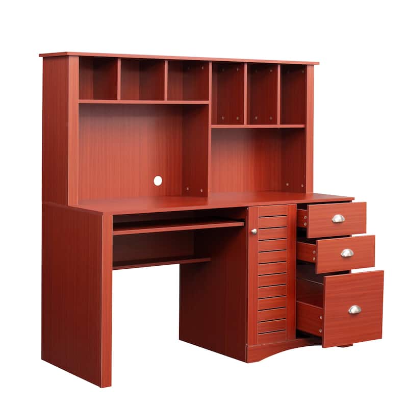 Home Office Computer Desk with Hutch, Antiqued finish