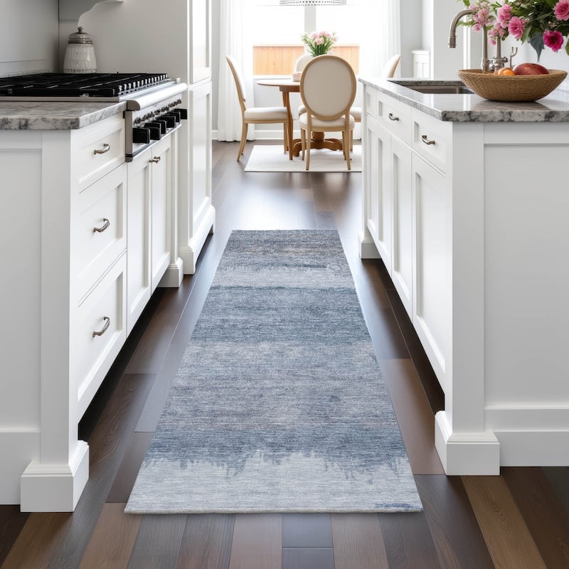 Machine Washable Indoor/Outdoor Watercolor Ombre Chantille Rug