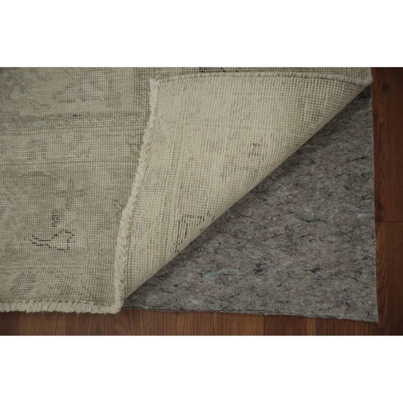 Hand Knotted Oriental 100% Wool Carpet Traditional Medallion Beige & Ivories Tabriz Area Rug - 9' 4'' X 6' 9''