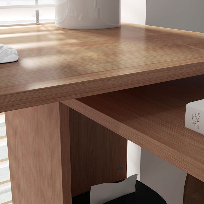 L-Shaped Corner Computer Desk with 360 Degree Rotating Top for Home Office