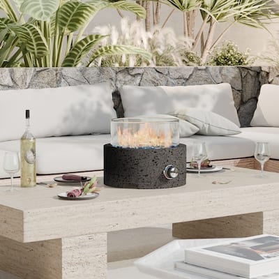 COSIEST Travertine Outdoor Patio Tabletop Fire Pit