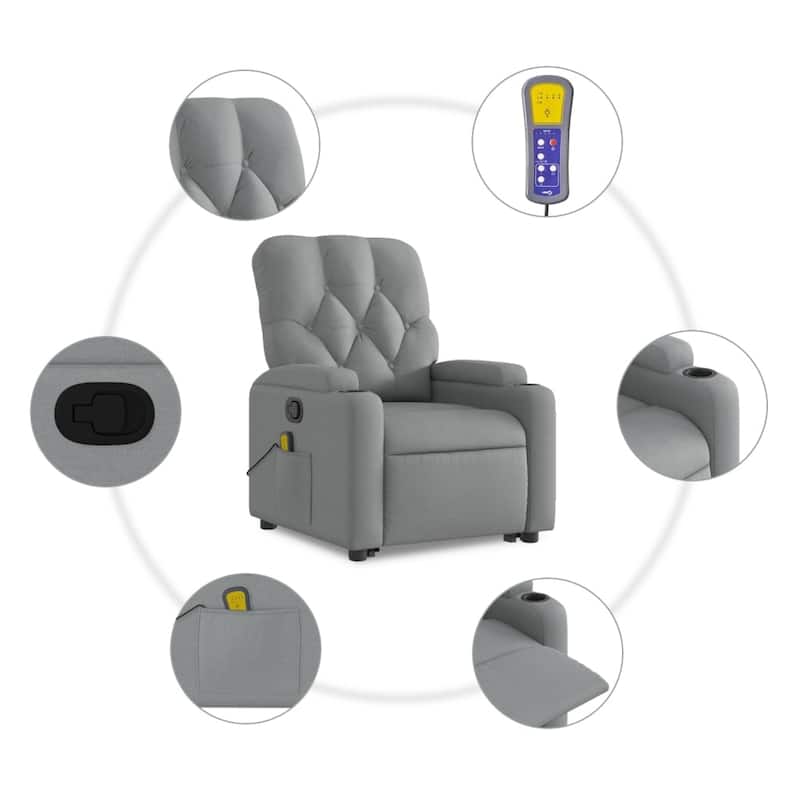 vidaXL Stand up Massage Recliner Chair Power Lift Wingback Armchair Fabric