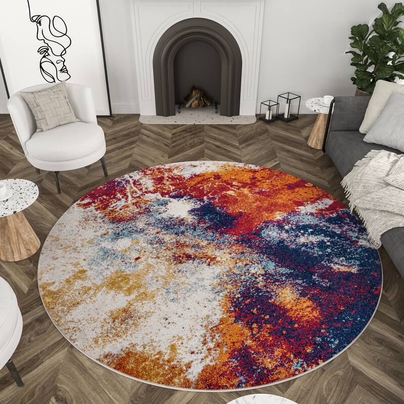 Gematria Industrial Abstract Indoor Area Rug