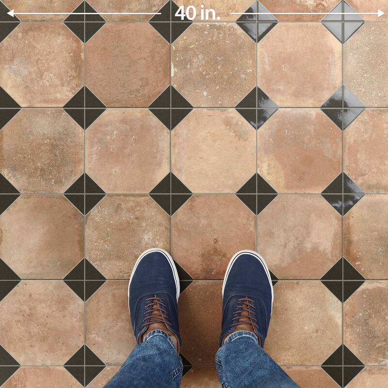 Merola Tile Kings Nonna Black 17-7/8" x 17-7/8" Porcelain Floor and Wall Tile
