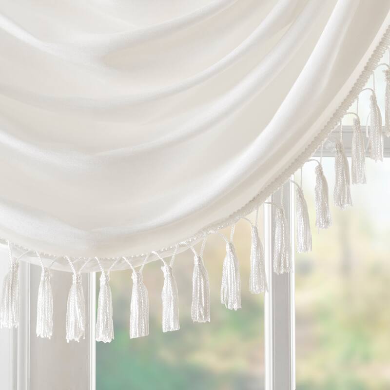 Madison Park Juline Faux Silk Waterfall Embellished Valance - 38 x 46"