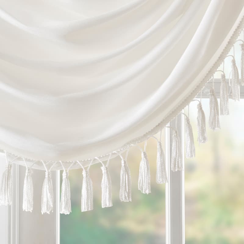 Madison Park Juline Faux Silk Waterfall Embellished Valance - 38 x 46"