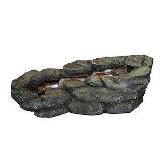 4 Tier Waterfall Fountain Rockery Water Fountain Pump Outdoor Garden - 29'' - N/A