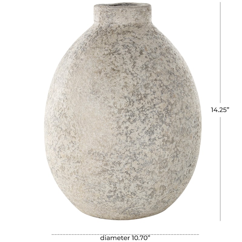 Ceramic Handmade Antique Style Textured Decorative Vase - Beige - Roche River Decor
