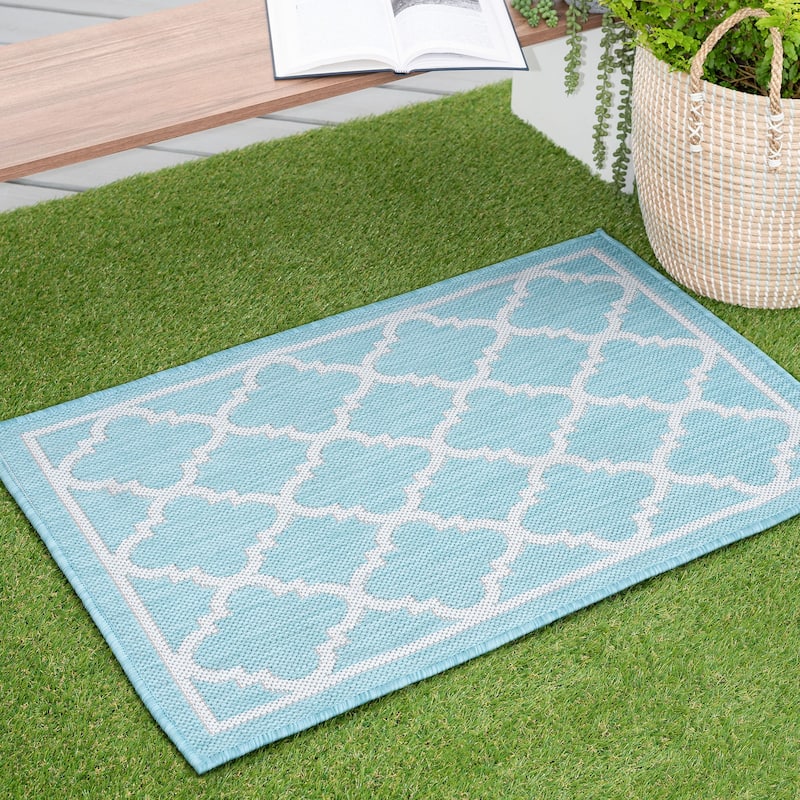 Exo Coastal Geometric Indoor/Outdoor Area Rug - 2' x 2'11'' - Aqua