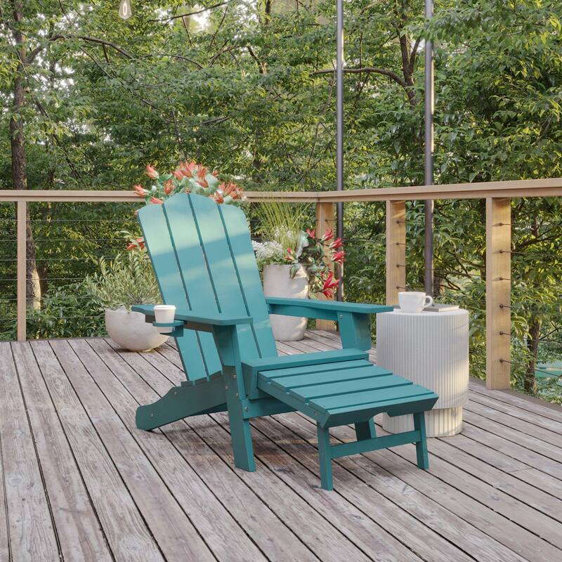 Flash Furniture FFOF81757 Jean 34" Wide Polyethylene Adirondack Chair - Blue