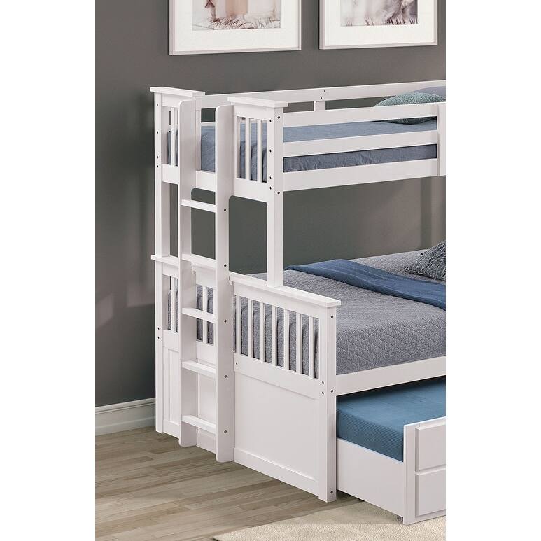 Twin Over Full Bunk Bed with Ladder & Underbed Drawers, White